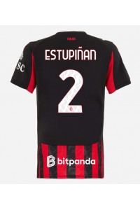 AC Milan Pervis Estupinan #2 Fotballdrakt Hjemme Klær Dame 2025-26 Korte ermer